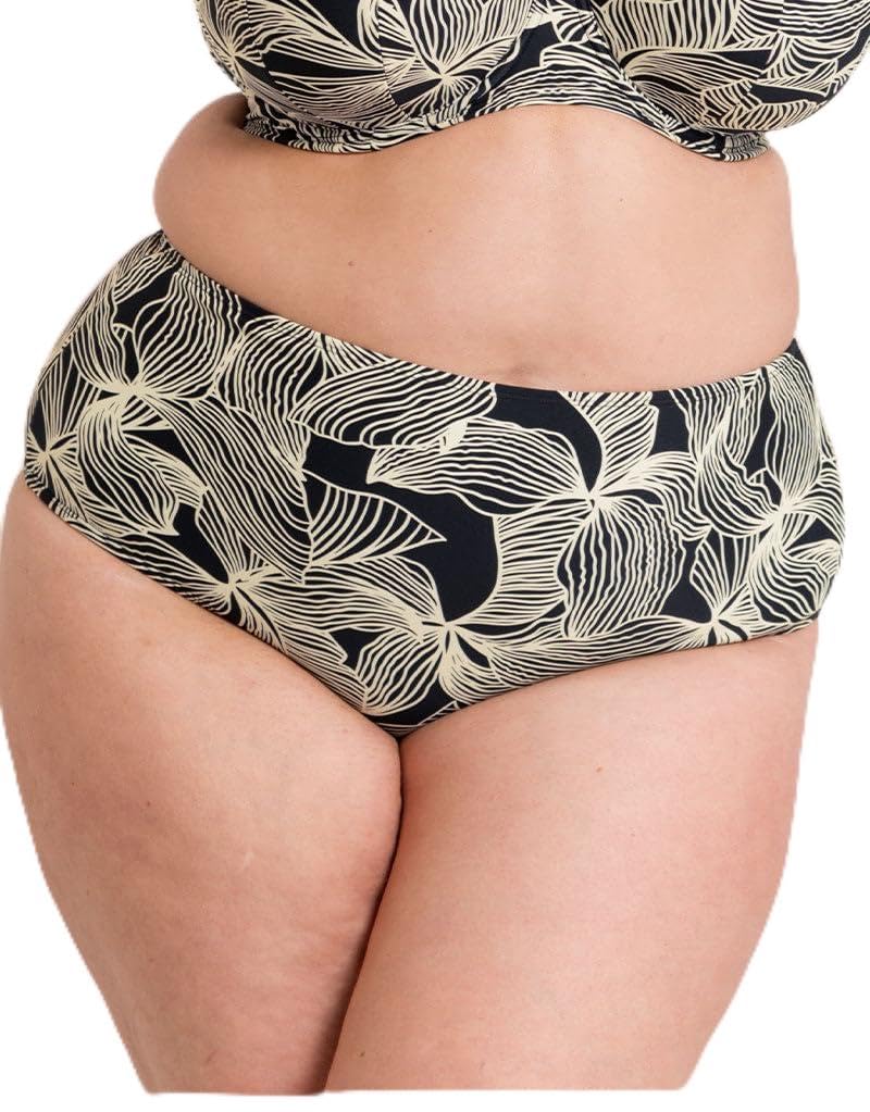 Curvy Kate Women's    Ripple Reef High Waist Bikini Brief Black Print in Size XL, BrandAlley