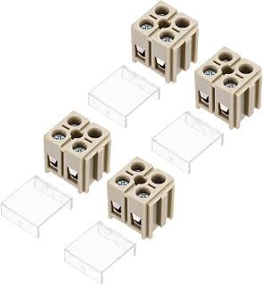 MECCANIXITY 4pcs Dual Row Terminal Block, 2 Positions 660V 41A Removable Screw Terminals Strip, Cable Barrier Block Strip for Home Appliances, Electronic Circuits, Beige