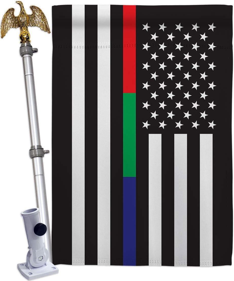 US Thin Blue Green Red Line House Flag First Responders Police Cop Law Enforcement Sheriff Officer Support Small Decorative Gift Yard Banner Double-Sided Made In USA 28 X 40