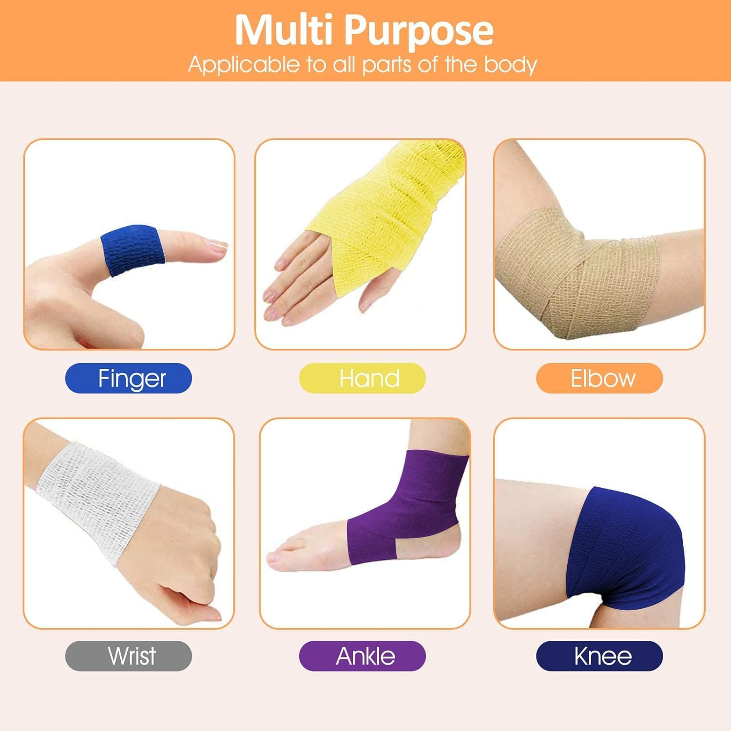BIRDDIE 1"/2"/3" Self Adhesive Bandage Wraps Self Adherent Cohesive Bandages Wrap for Dogs Wounds Ankles Wrist Knees Legs Thumbs Forearms (Colorful bandage-39)