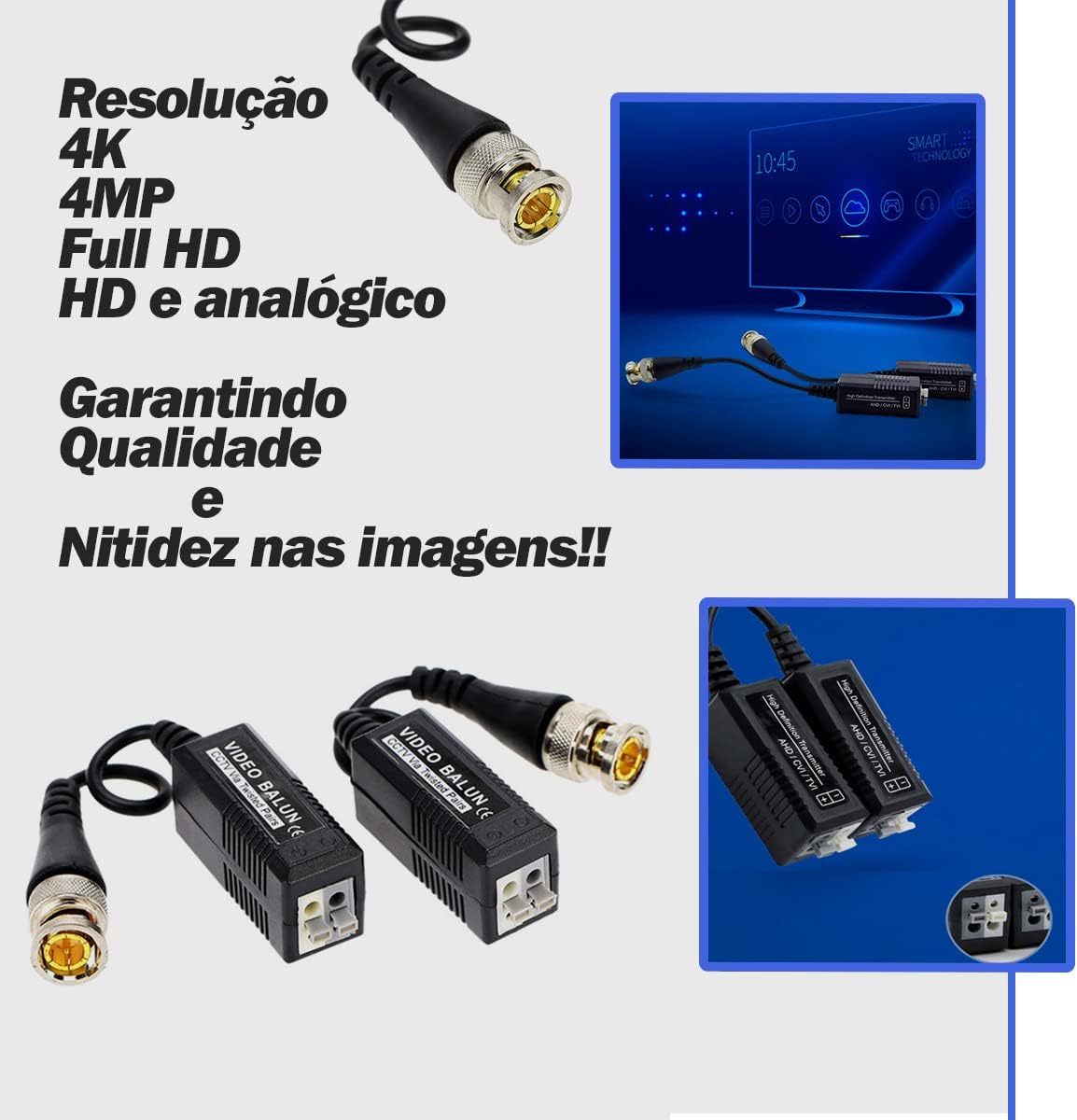 Revisão do KIT 6 PARES Vídeo BALUN: Testado por 30 dias com CFTV