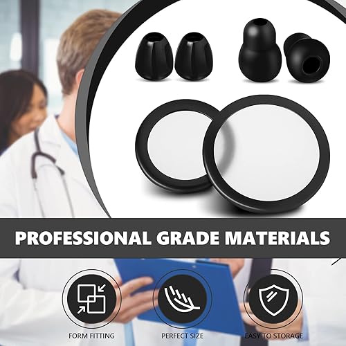 Miniatura 4 de BBTO Juego de 24 piezas de repuesto para estetoscopio, piezas de repuesto para estetoscopio negro, accesorios para estetoscopio, puntas para los