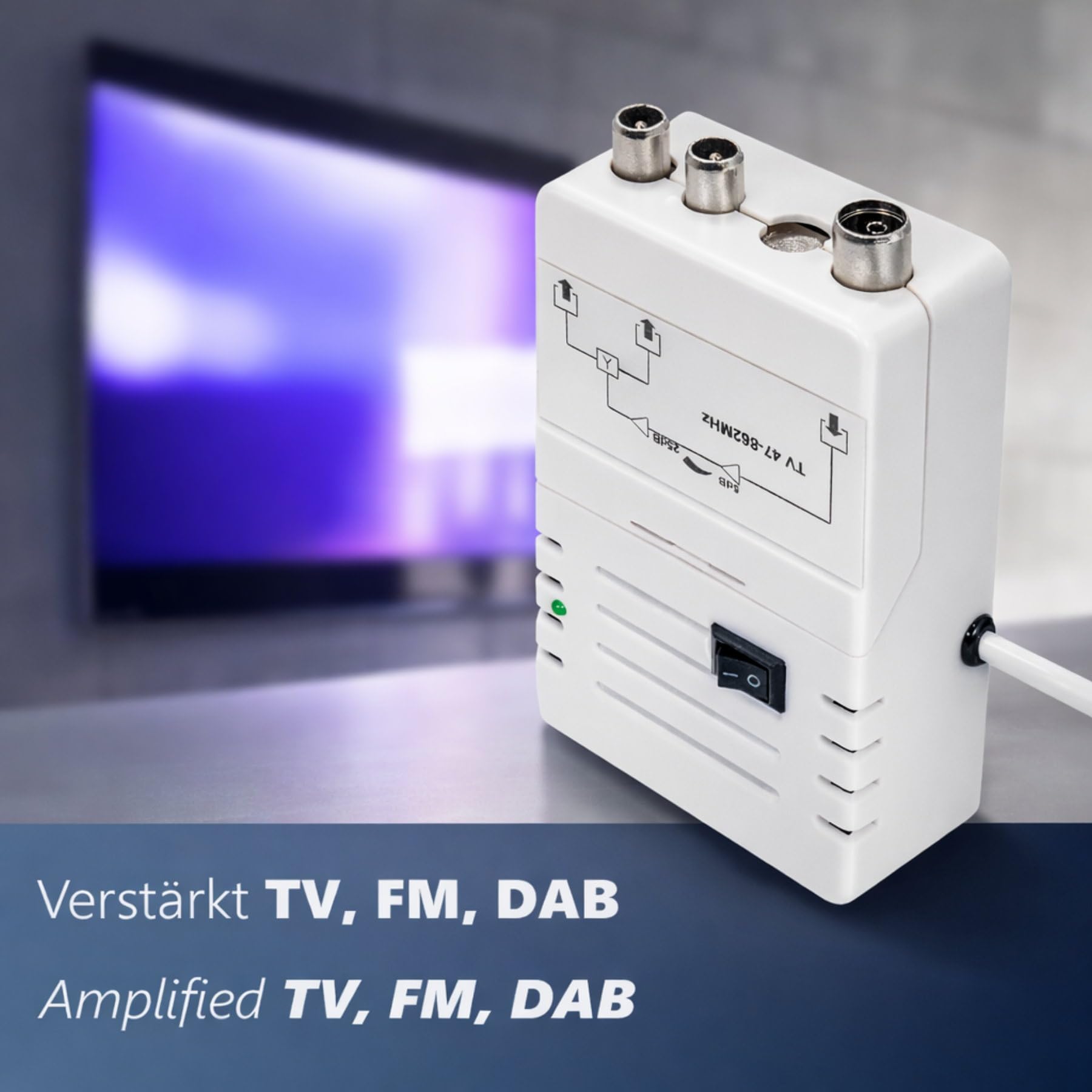 Amplificateur d'antenne numérique pour 2 appareils, Amplification UHF 20dB, Amplification VHF 36dB, télévision par câble, DVB-T, Sky