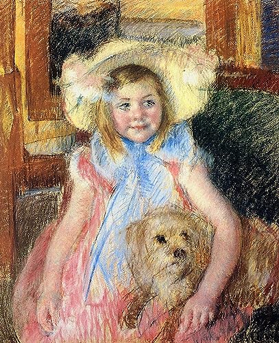 Toile Sara regardant à droite tenant son chien Mary Cassatt pour intérieur cosy