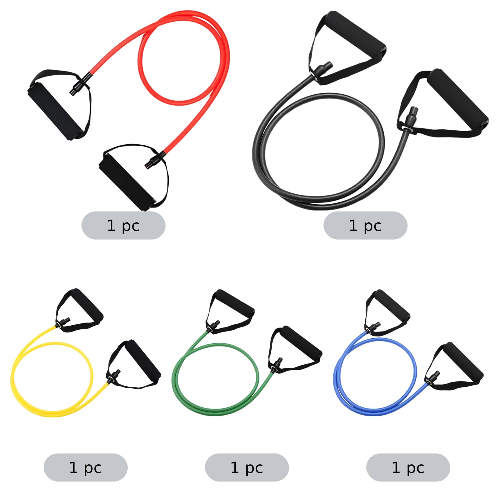 5er-Set Widerstandsbänder mit Griffen, 10–30 lbs (4,5–13,6 kg), stark elastische TPE-Übungsbänder, Tubes-Set für Home Gym, Fitness, Krafttraining, Muskelstraffung