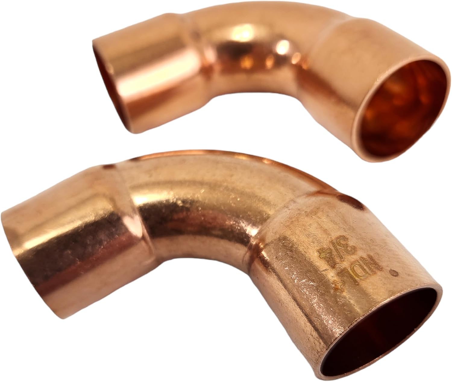 Copper Pipe Elbow Fittings – 3/4-inch OD, 90-Degree Long Radius Elbow, C x C Sweat Joint, Ideal for HVAC, Plumbing, and Refrigeration Systems (Pack of 2)