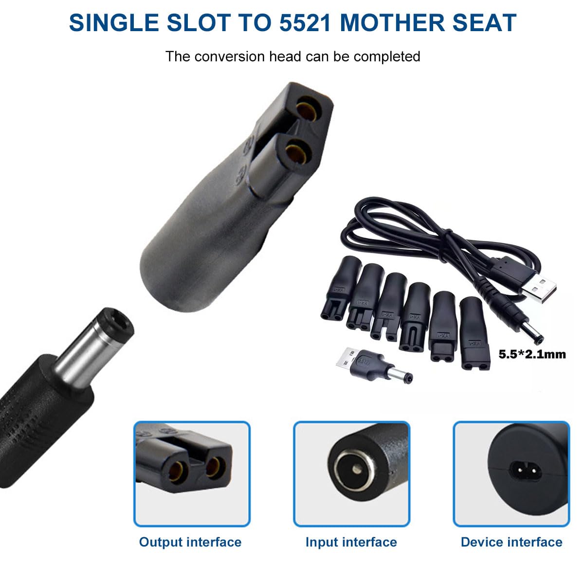 Cavo Caricabatterie USB Universale per Rasoio con 6 Adattatori 5V