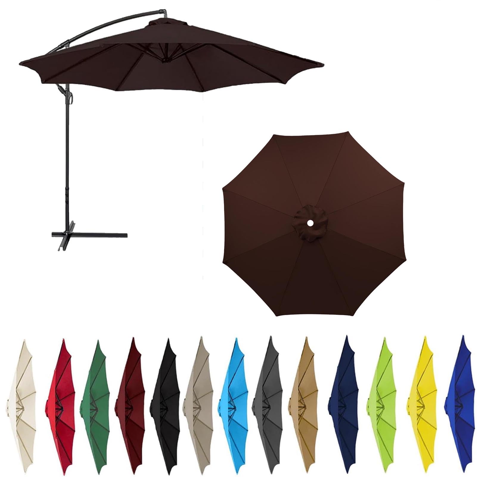 Auvent De Remplacement pour Parasol 4.0m/3.5m/3.0m/2.8m/2.7m 6/8 Baleines, Toile De Parasol Déporté Remplacement Protection UV50+ Bâche de rechange