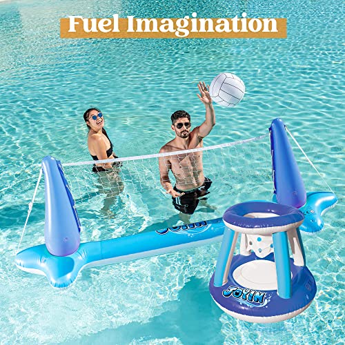 JOYIN Inflatable Pool Float Set Volleyball Net & Basketball Hoops, Floating Swimming Game Toy for Kids/Adults - Image 4