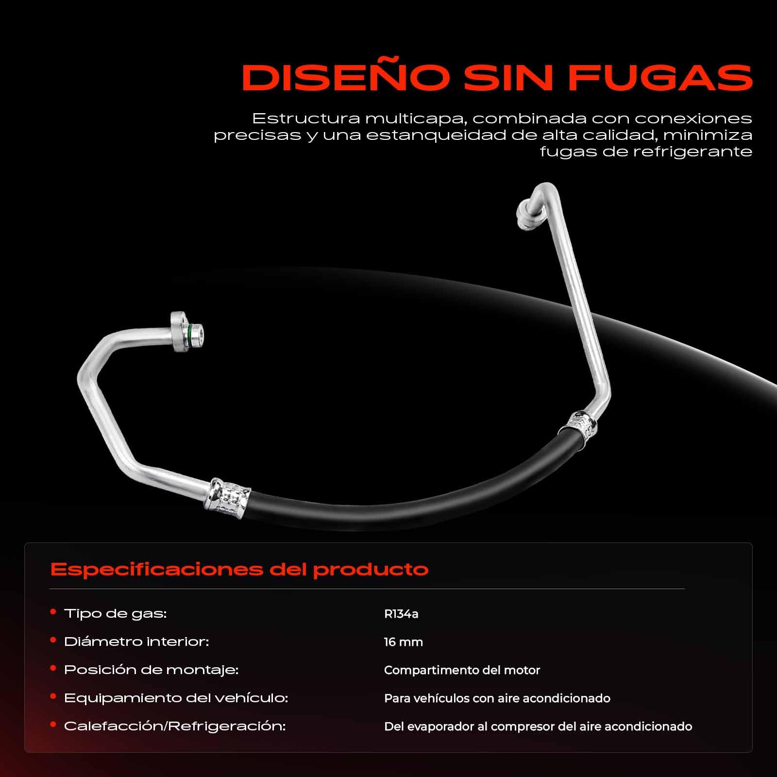 Frankberg Tubería de alta presión del aire acondicionado Dirección asistida Compatible con Vivaro Furgoneta X83 1.9L Trafic II Bus JL 2.0L Vivaro Furgoneta X83 2.0L Trafic II Bus JL 2.5L 8200413358