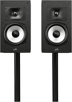 Polk Monitor XT20 Pair of Bookshelf or Surround Sound Speakers - Hi-Res Audio Certified, Dolby Atmos & DTS:X Compatible, 1" Terylene Tweeter & 6.5" Dynamically Balanced Woofer (Pair, Midnight Black)
