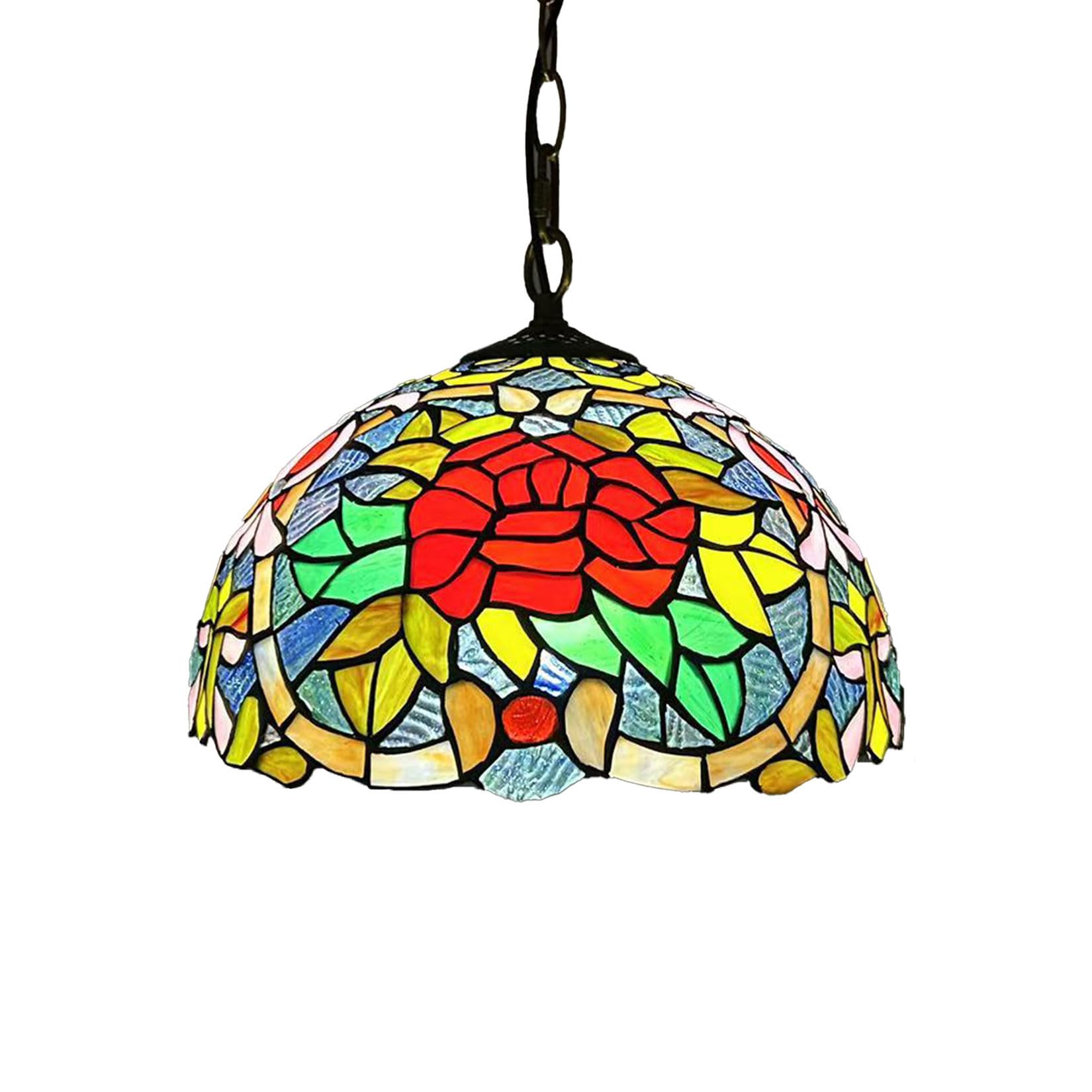 Suspension rose vitrail 30 cm luminaire suspendu vintage salle à manger et couloir