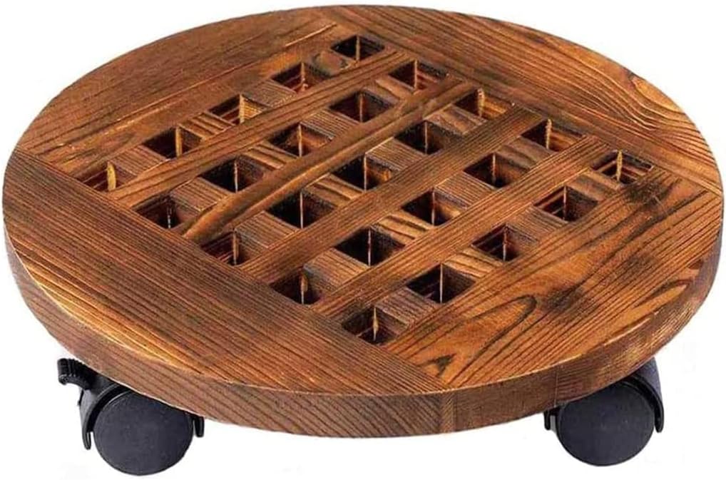 Caddies Rolling Wooden Planter Caddy Potted Plant Stand With Wheels Round Flower Pot Rack Indoor Outdoor Planter Trolley With 360° Rotating Casters For Garden ( Color : Rimary color , Size : 16 inch )
