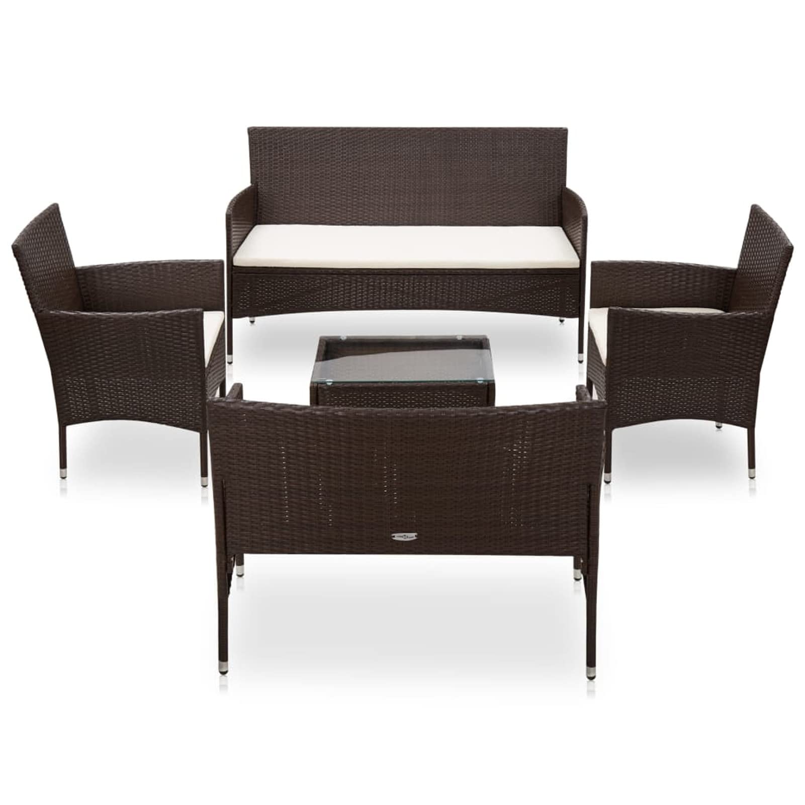 Set Muebles de jardín 5 Piezas y Cojines Set de jardín Muebles Jardin Exterior Conjunto Jardin Garden Furniture Set jardín ratán sintético marrón