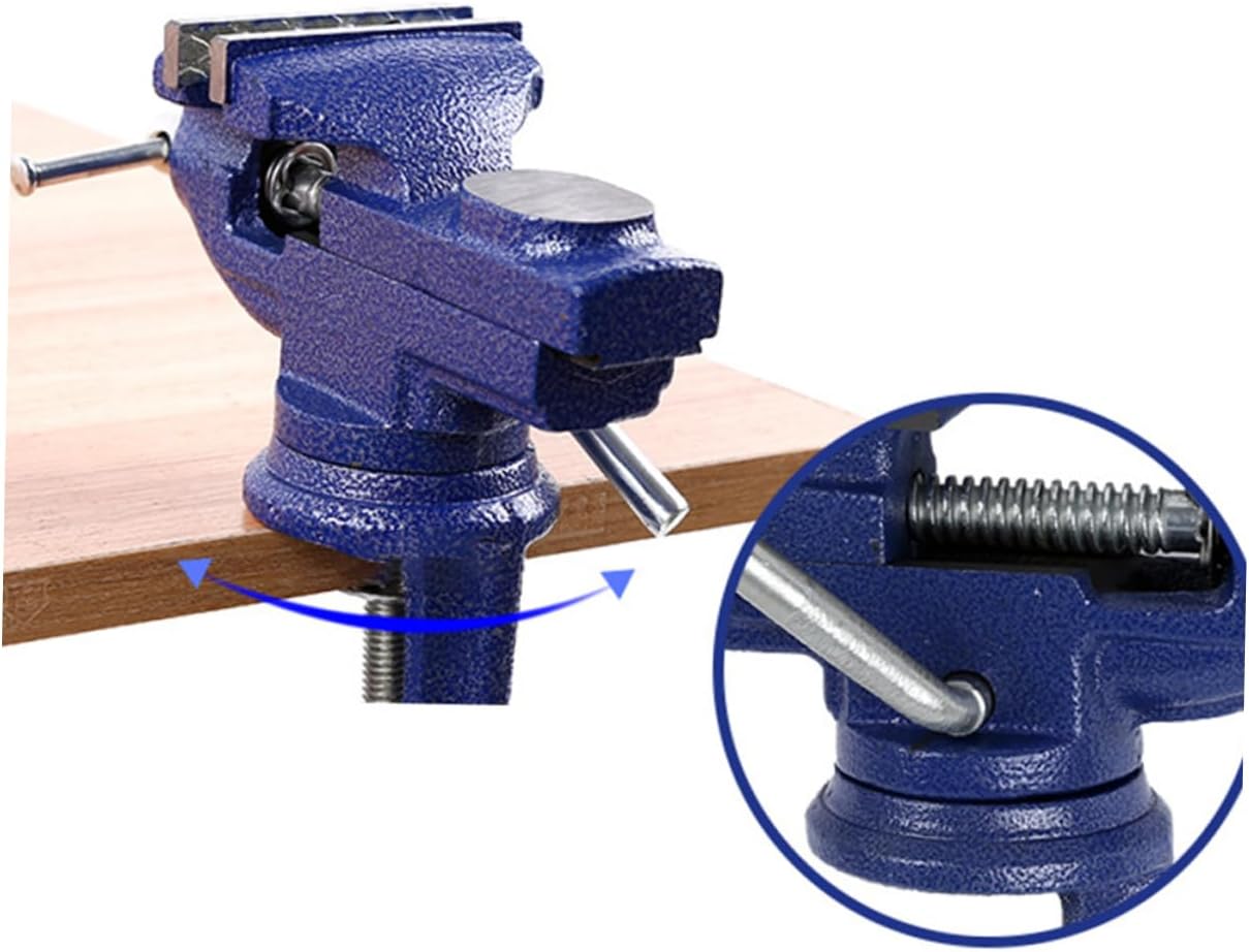 Mipcase 1Pc Mini Bench Vise Clamp Tool Rotating Household Vise for DIY Crafts Jewelry Woodworking Light Metalworking Projects Portable Compact Design Blue
