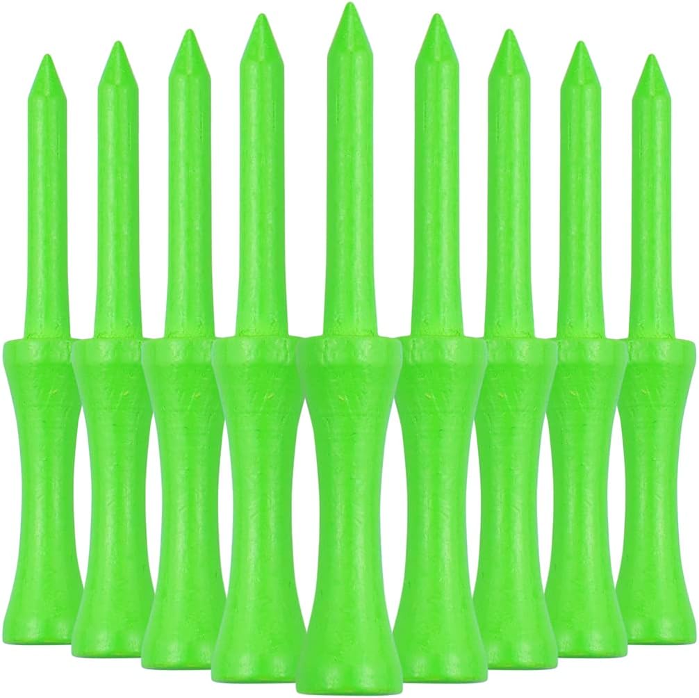 Step Down Wooden Golf Tees 3-1/4", 2-3/4" Available Pack of 100 (Natural Color, White, Black, Blue, Red, Green)