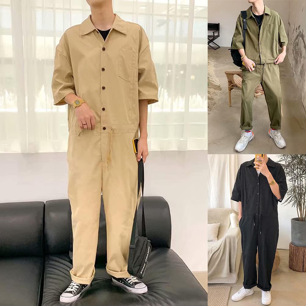 Hombre Mono Manga Corta Pantalone de Monos Overalls Ropa de Trabajo Casual Onesie Jumsuit de Una Pieza Regular Fit Mono Moda Color Sólido Mono Cómodo para Hombre