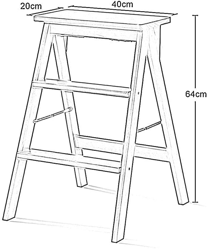Solid Wood Folding Chairs Step Stool Multipurpose, Strong Load Capacity ，6 Colors (Color : Orange, Size : 40x20x64cm)