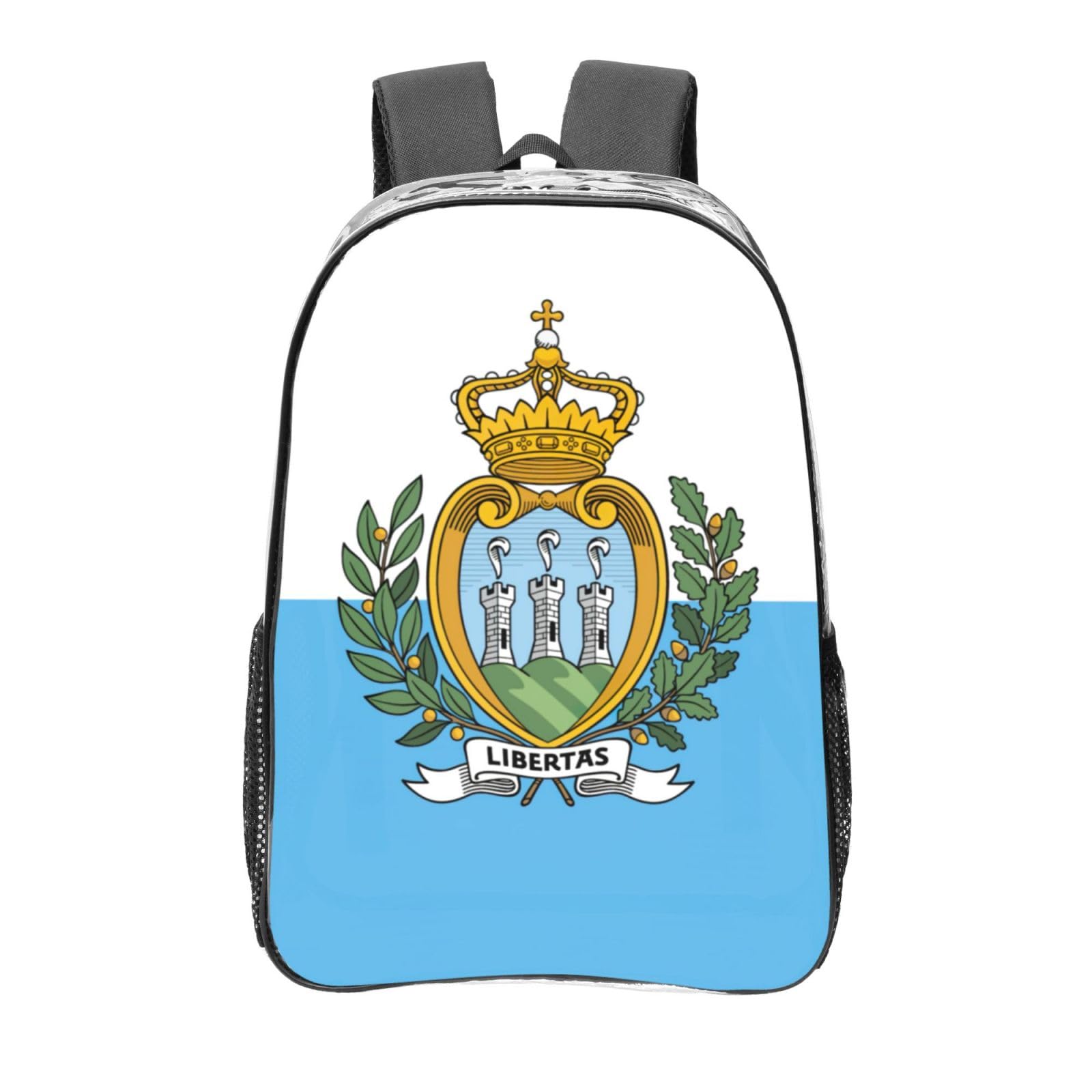Sac à dos transparent noir avec poches imprimé drapeau de Saint-Marin - 8