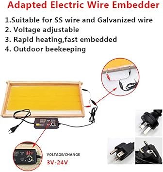 Electric Wire Embedder Beekeeper Tool,Electric Embedder, 3-24V Adjustable Voltage Beekeeping Wax Foundation Wire Embedder,Lightweight Frames Wire Embedder for Beekeepers