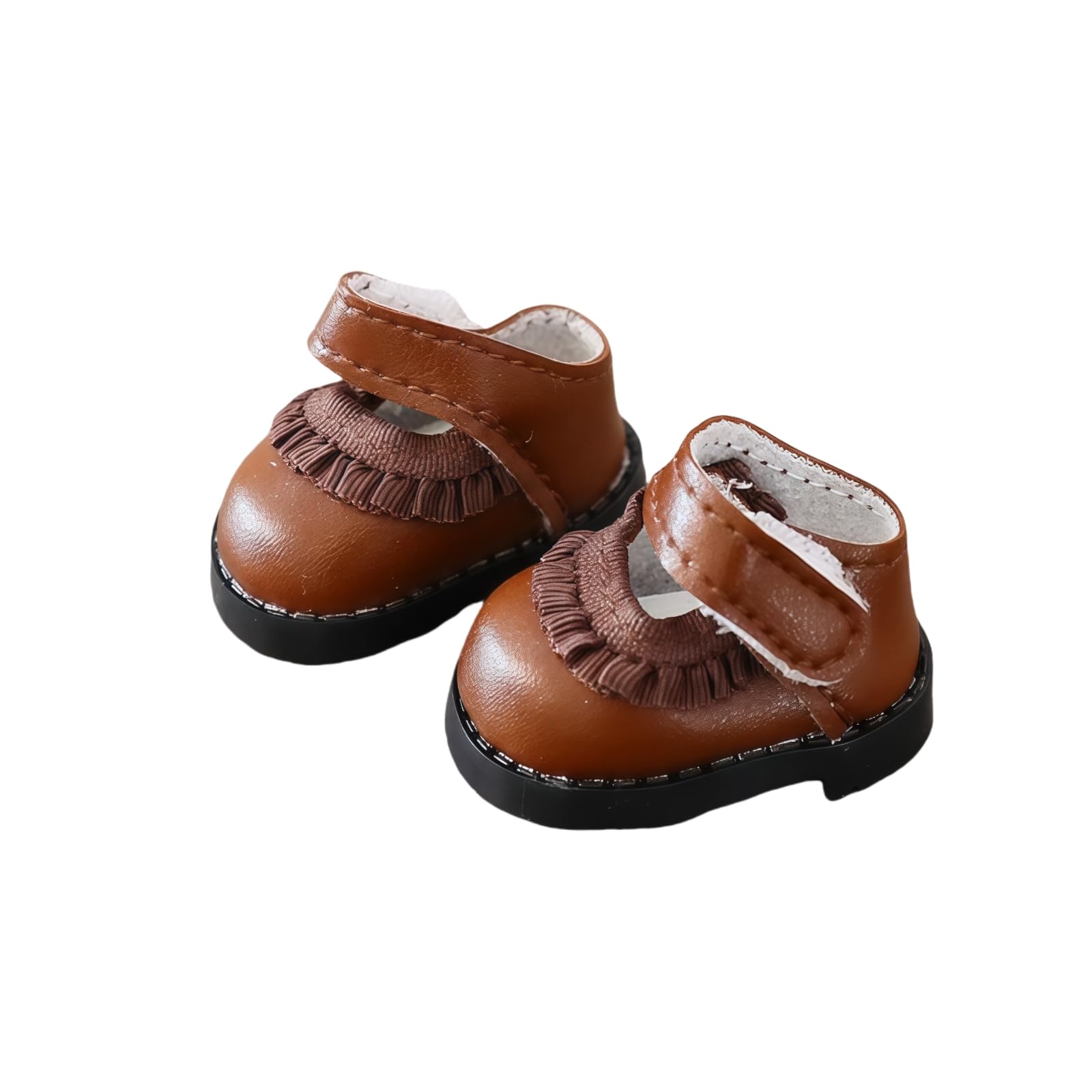 Doll Shoes for Lu bubu 17cm Dolls(No Doll) , Mini Shoes Accessories, Cute PU Leather Lace Shoes Suitable for 17cm Doll, Dress Up Doll Shoes Replacement Brown