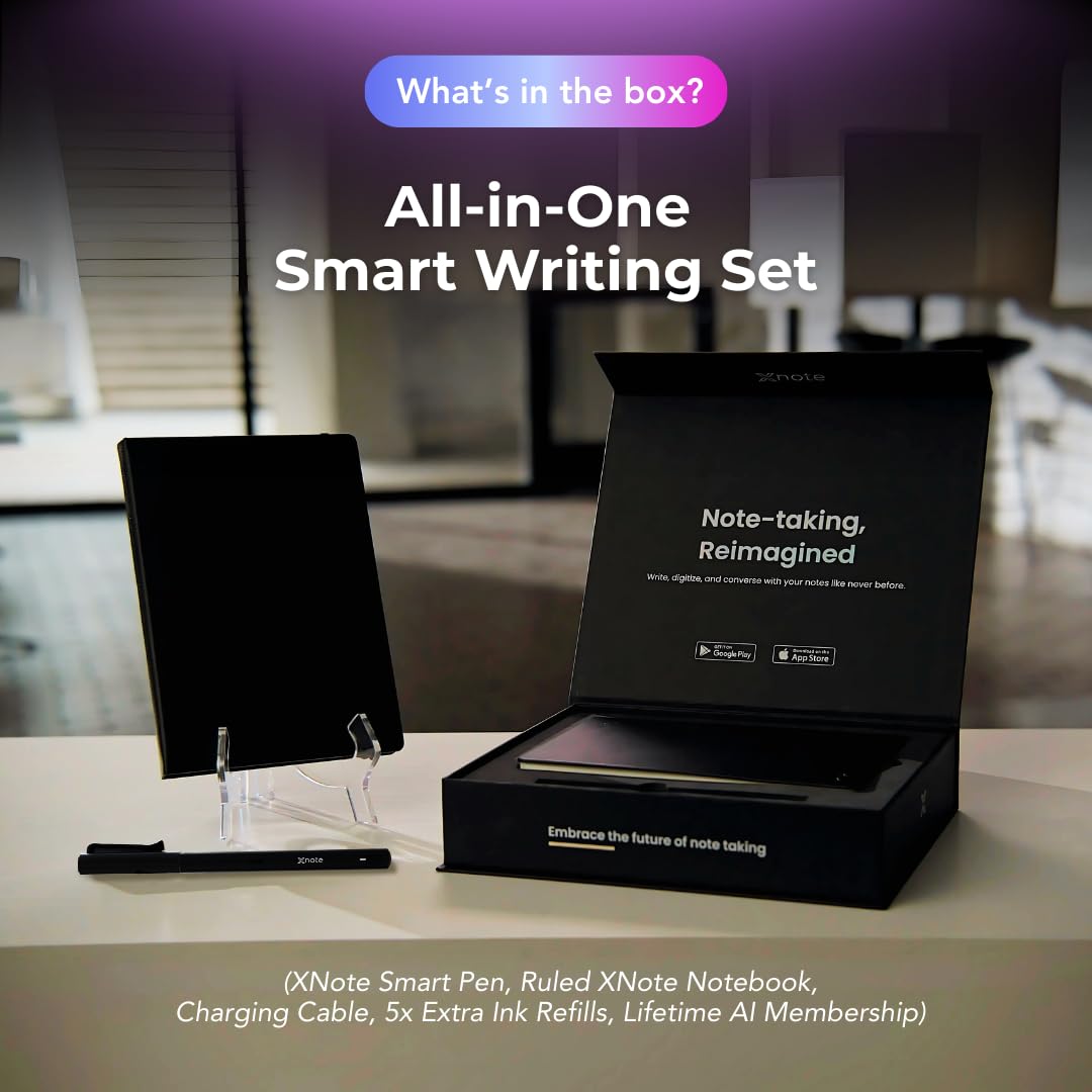 XNote Smart Pen & Notizbuch Starter-Set – KI-gestützte Digitale Notizen, Schreiben auf echtem Papier mit App-Synchronisation, Notizbuch, 17 Std. Akkulaufzeit, Offizielles Bundle inkl. 5 Tintenminen