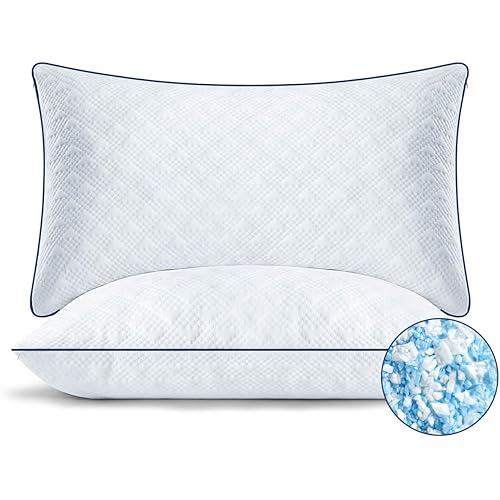 Cooling Bed Pillows King Size Set of 2 for Sleeping, Adjustable Shredded Memory Foam Pillows for Side Back Stomach Sleepers -Luxury Gel Pillows Hotel Pillows with Washable Removable Cover
