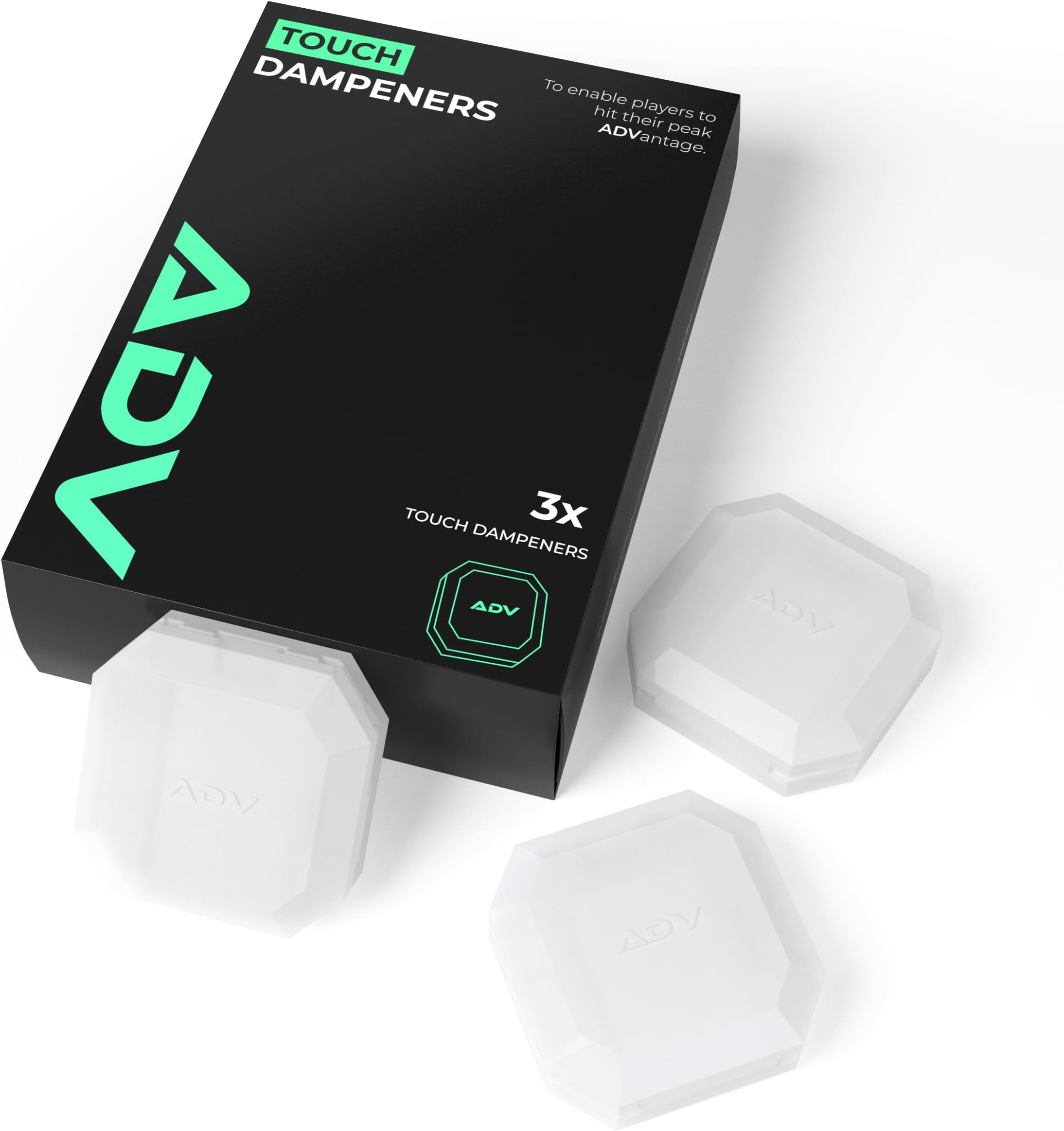 ADV Tennis Dampener with Custom Feel - 3 Pack - Racket Shock Absorber to Reduce Vibration, Relieve Symptoms of Injury and Stay on the Racket - Engineered Poly-Silicone Tennis Racket Dampener