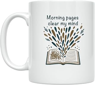 Journaling Enthusiast Coffee Mug - Morning Pages Clear My Mind - 11 oz White Ceramic - Earthy Aesthetic Design