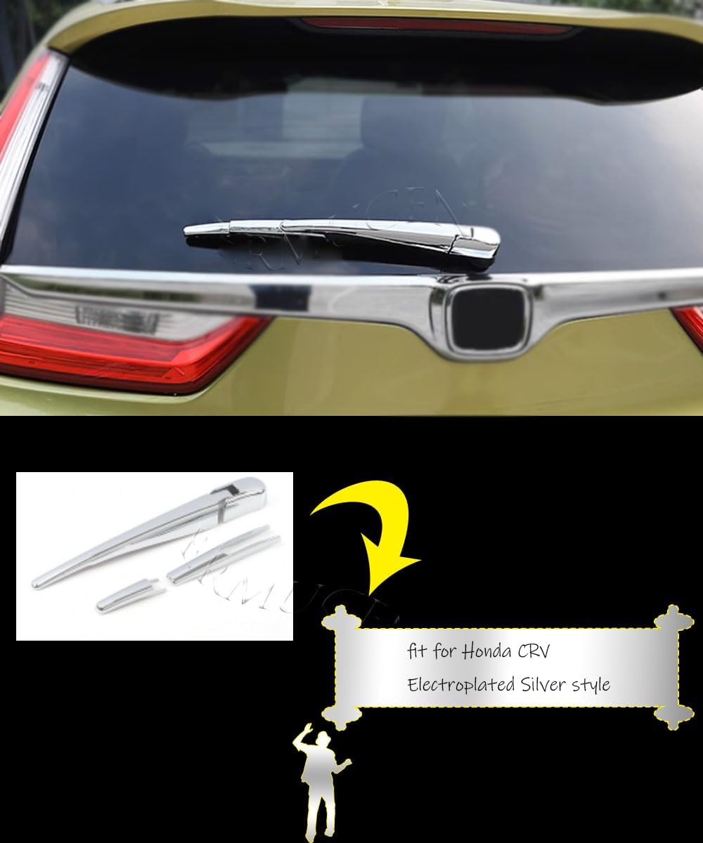 Car Accessories Rear Wiper Strip Molding Cover Trims Rear Wiper Trims Fit For Honda CRV 2017 2018 2019 2020 2021 2022 (Bright silver Style) 4PCS ABS