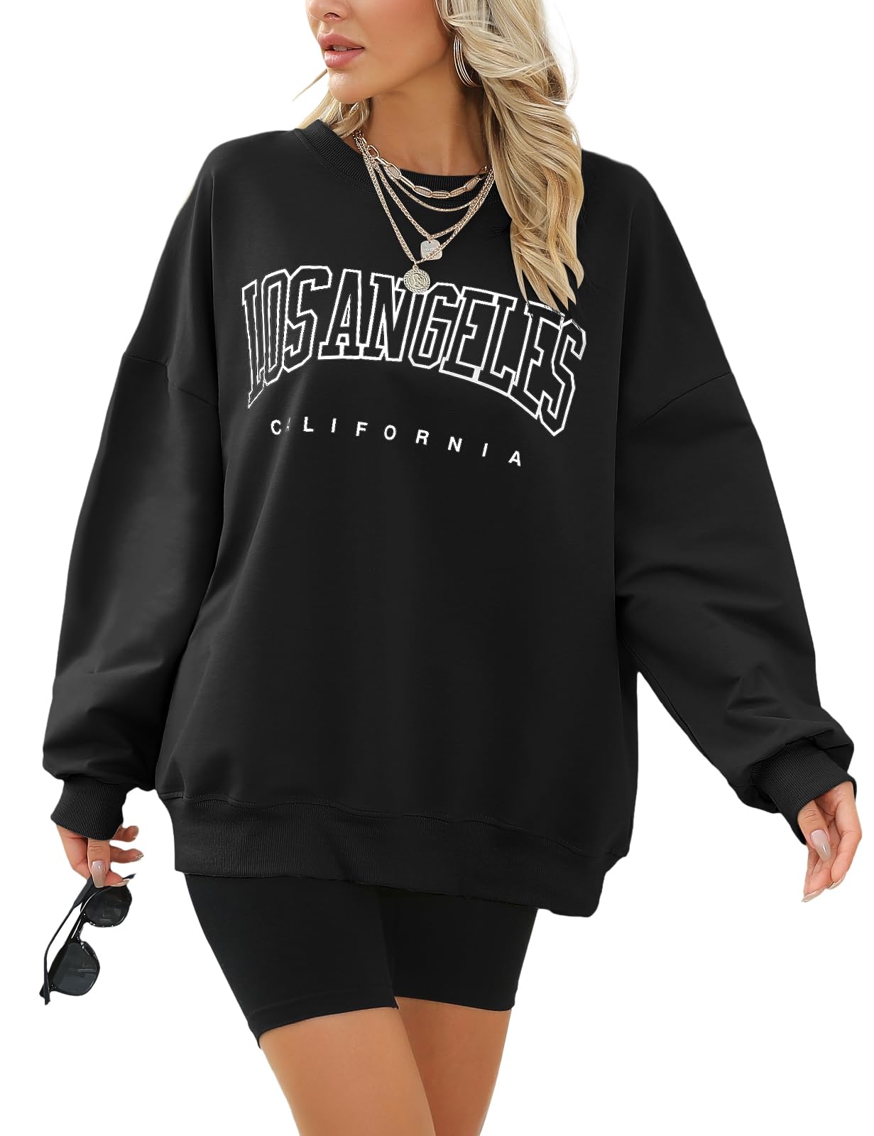 Voqeen Felpa Donna Lunga Invernale Classica Oversize Hoodie Casual Los Angeles Tuta Donna Sport Fitness Outdoor