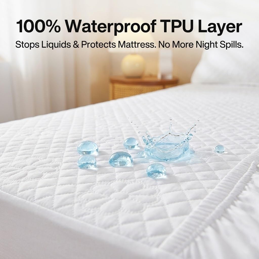 Sábana elástica Ajustable y Protector de colchón Transpirable | Funda Impermeable para colchón para el hogar, Hotel o Dormitorio (Azul, 180 * 200 cm)