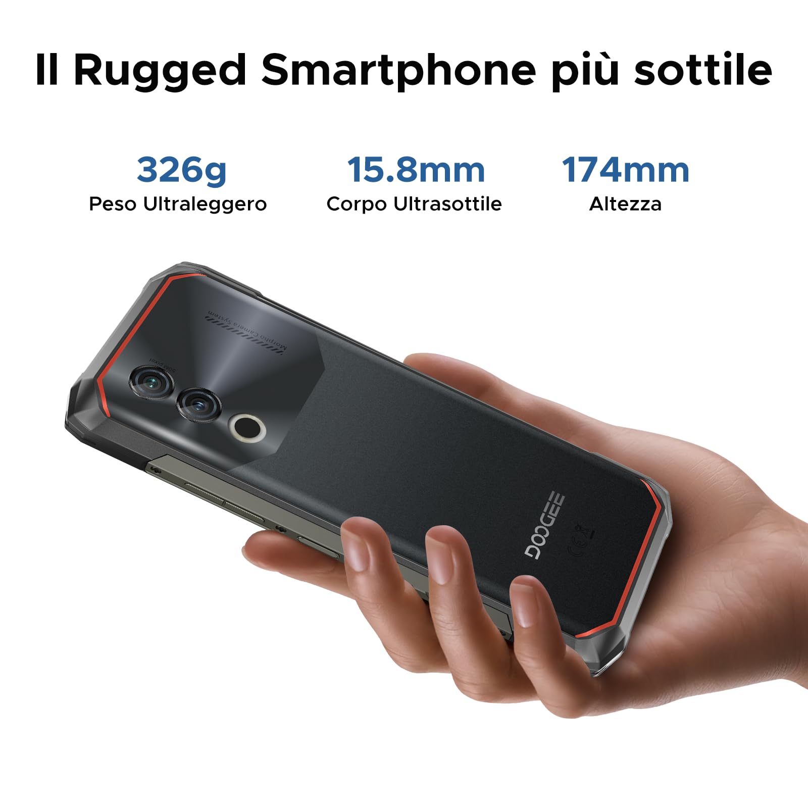 DOOGEE Blade 10 Power Rugged Smartphone, 24(6+18) GB+256GB, 10300mAh, Smartphone 90Hz 6.6” HD+ IPS, Octa Core Android 14, 50MP+8MP, Triple Card Slot, Fingerprint ID/Face Unlock/NFC/OTG, Nero