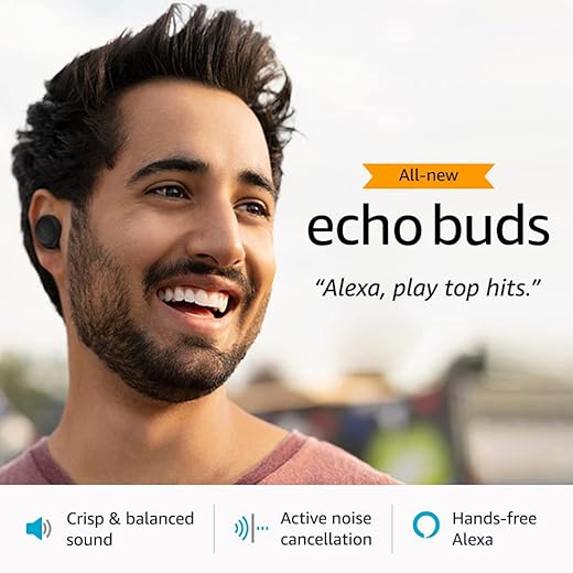 All-new Echo Buds (2nd Gen) | True Wireless earbuds with crisp and balanced sound, Active Noise Cancellation, 3 mics and Alexa | Wireless charging…