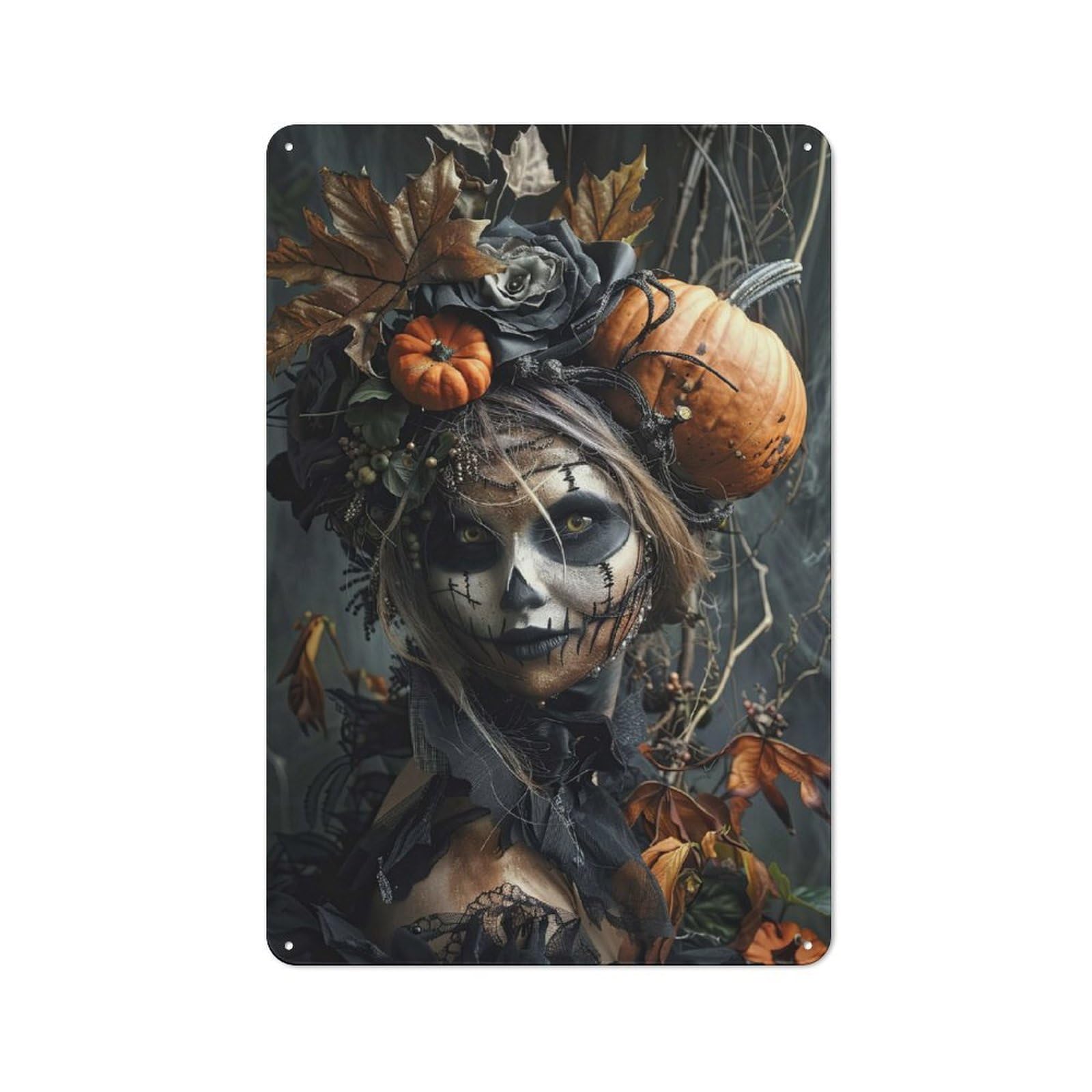Junmoney Halloween Xi Rustic Country Metal Sign 30X20cm, Cottage Wall Art For Dining Room, Cafe, Entryway Or Family Room