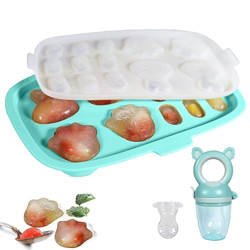Moldes de paletas para bebés con comedero de frutas para bebés, bandeja de congelador de alimentos para bebés, comedero de alimentos frescos para