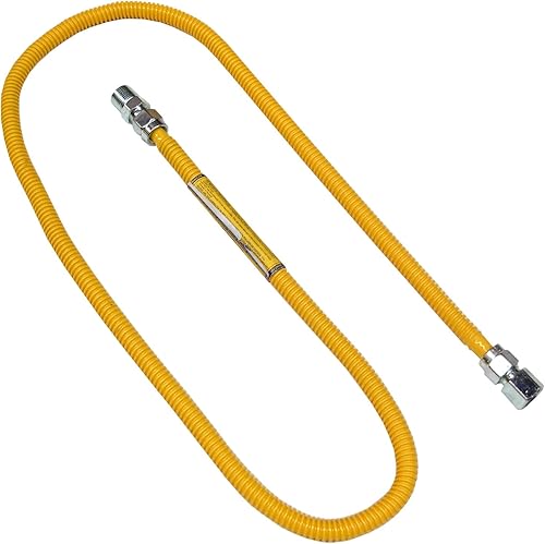 LASCO 10-1233 Línea de suministro de calentador de agua a gas recubierto flexible, 60 pulgadas, conector OD MIP X 12 pulgada FIP Fittings, paquete