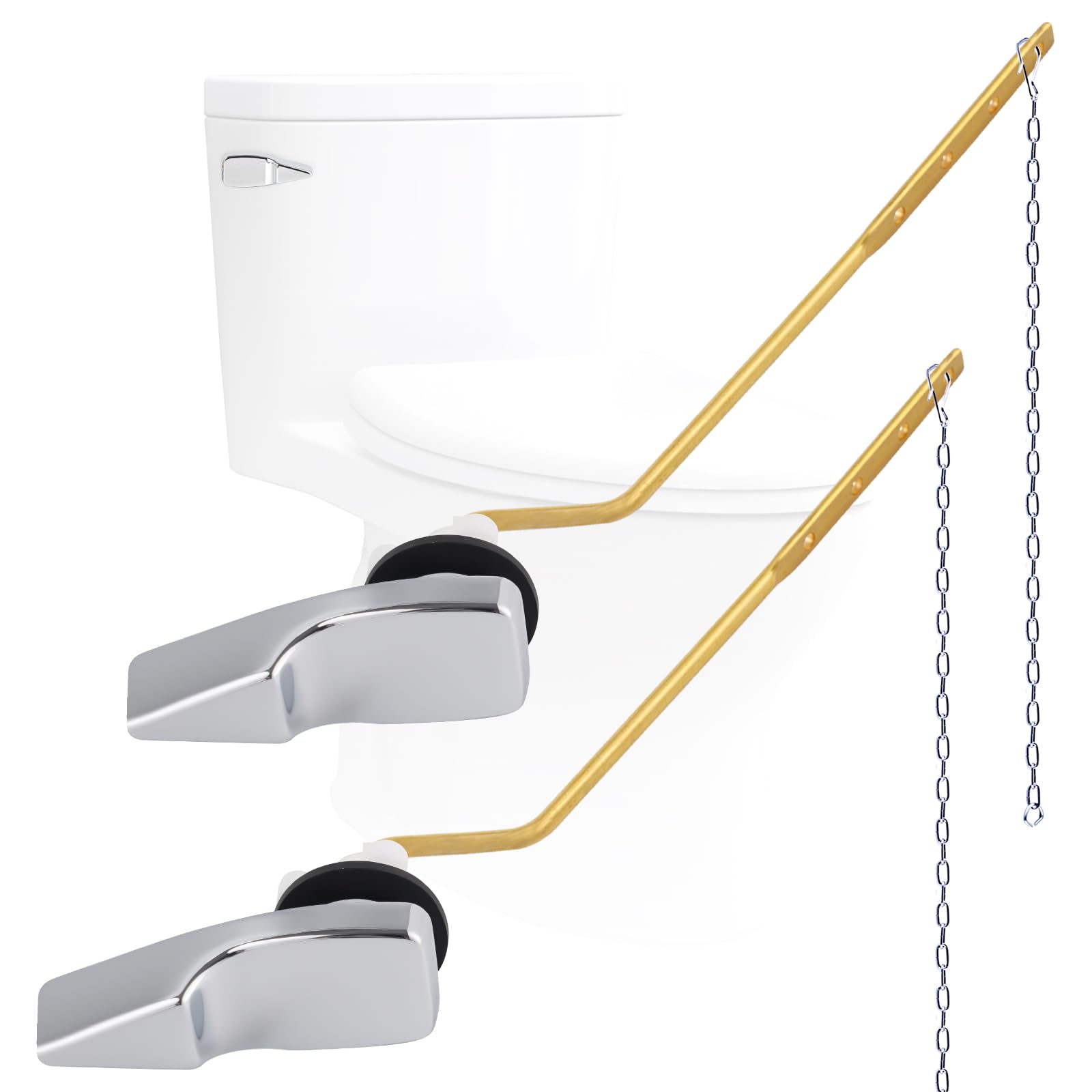 2PACK Universal Side Mount Metal Toilet Handle Replacement Kit, Chrome