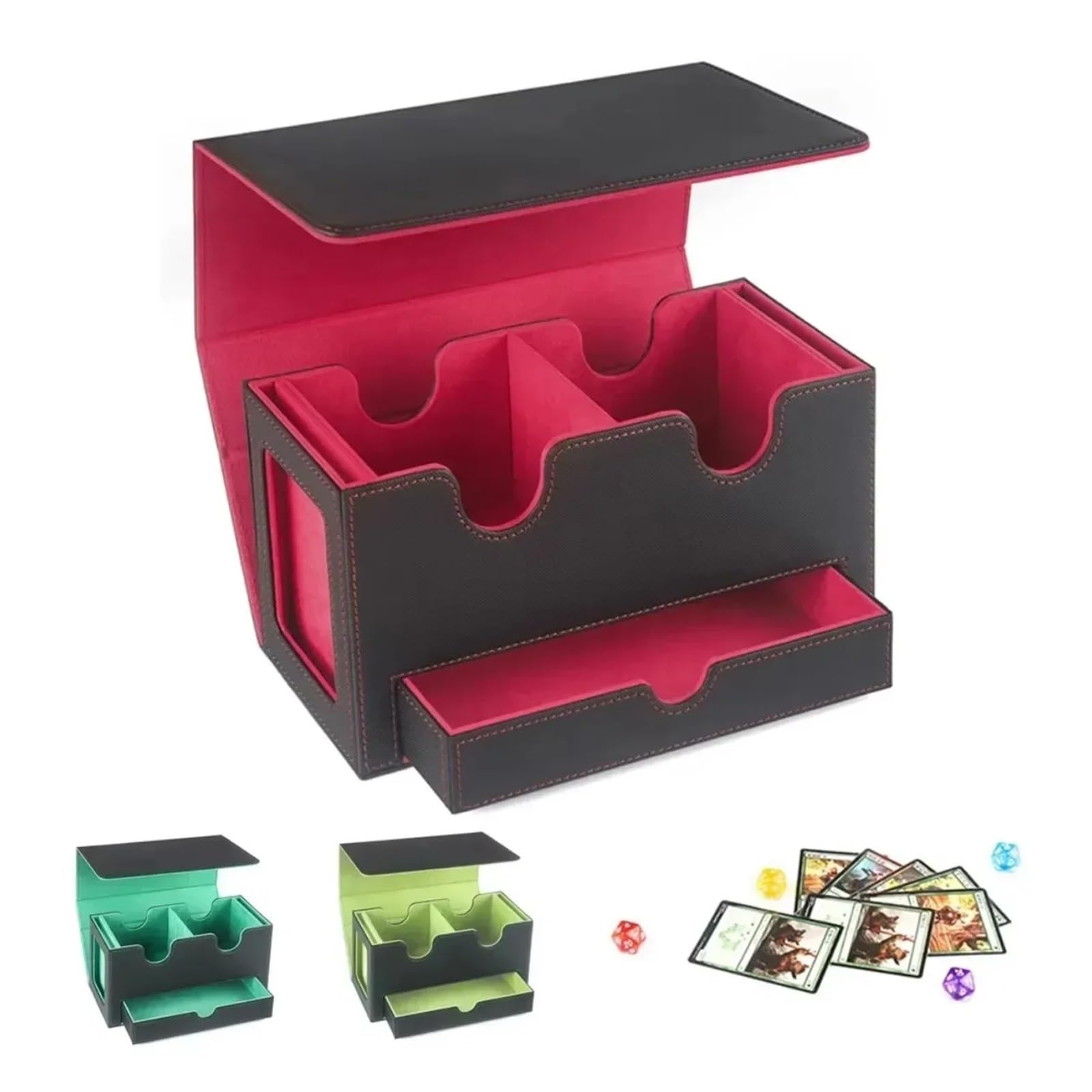 Deck Box Caja de cuero for guardar cartas Trading Commander(Green-Black)