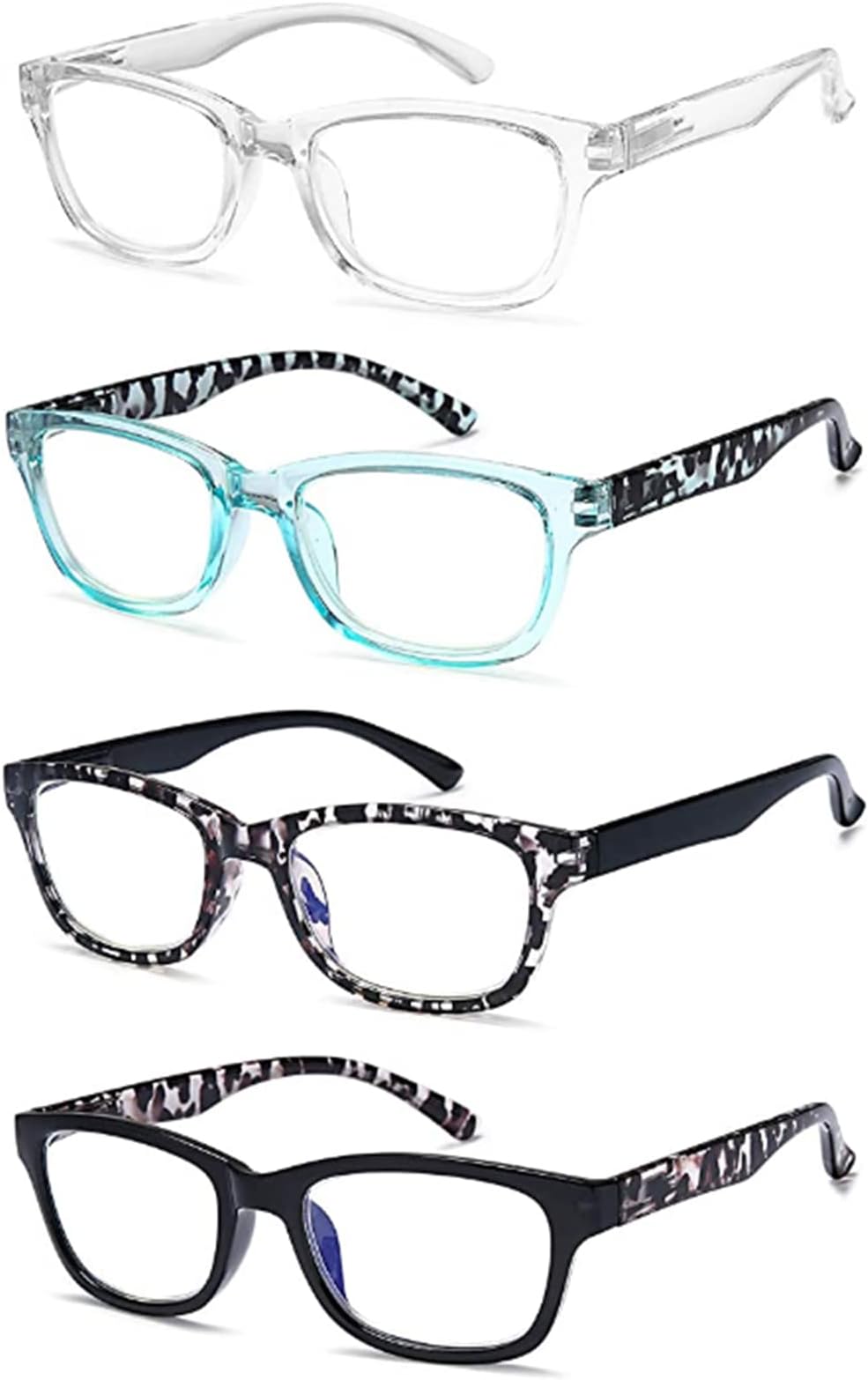 5-Pack Blue Light Blocking Reading Glasses, Computer Readers For Women and Men Lightweight with Spring Hinges