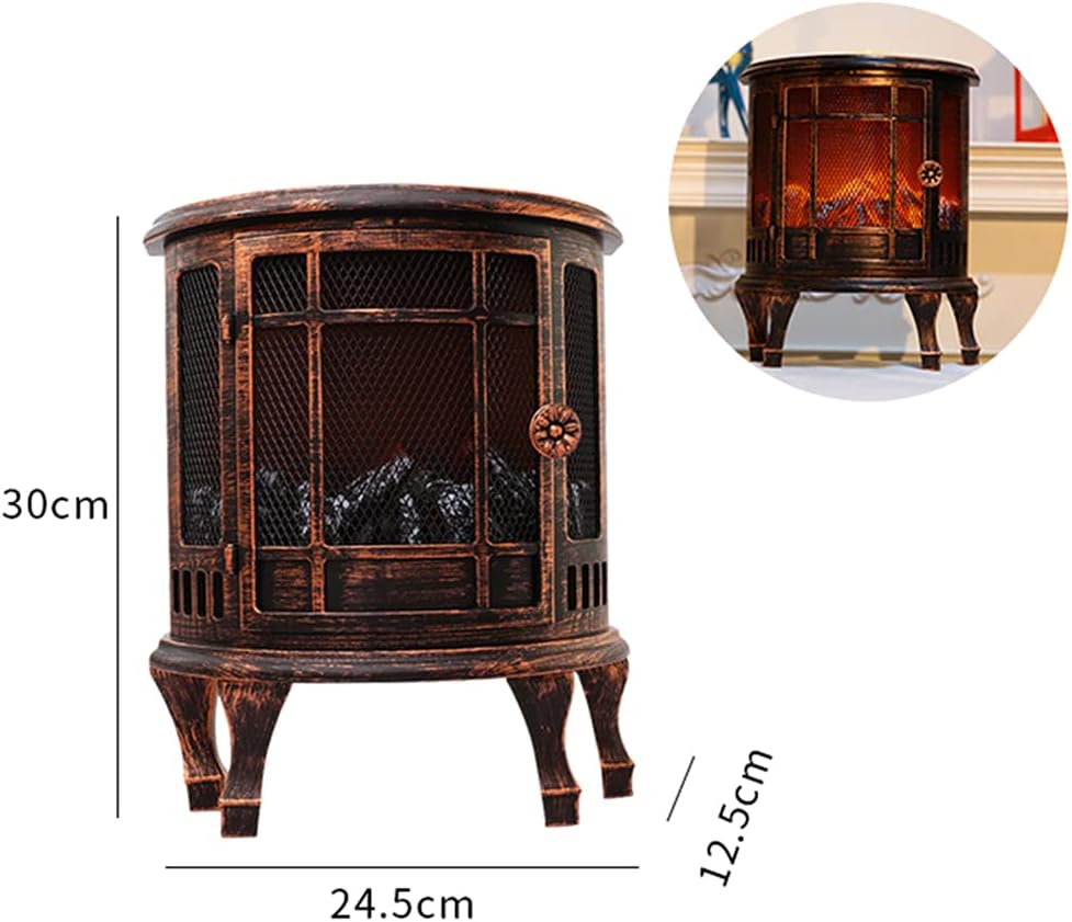 LED Fireplace Lantern Decorative Flameless Log Fire Effect Vintage Lamp Battery USB Operated Table Light Decoration for Indoor Outdoor