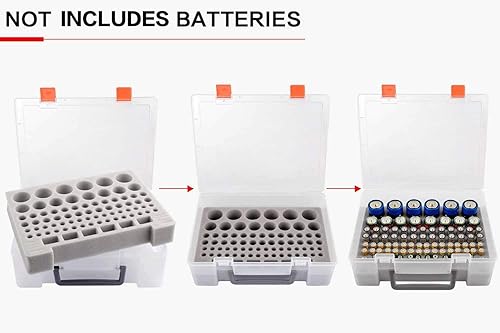 Miniatura 6 de Caja de almacenamiento organizadora de baterías, contenedor de almacenamiento de garaje con probador de comprobador de batería, se adapta a AA AAA C