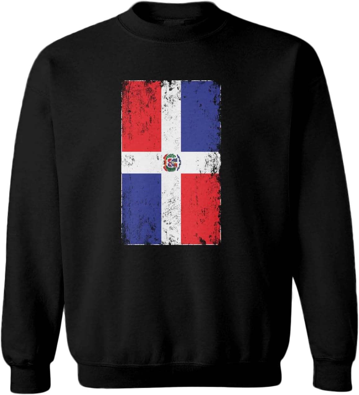 Tcombo Big Distressed Dominican Republic Flag Toddler Fleece Crewneck Sweater