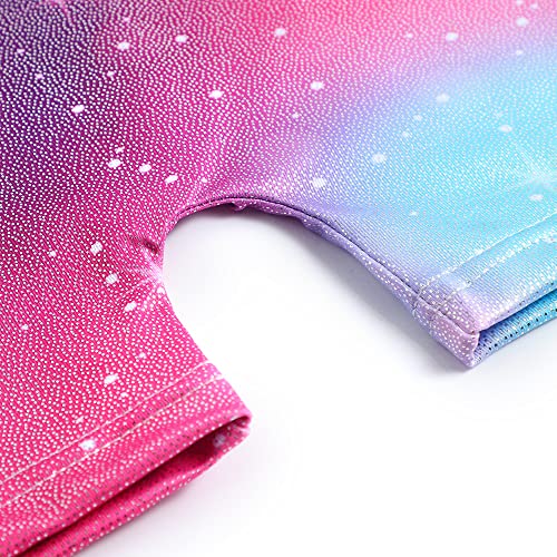 Image of HOZIY Gymnastics Leotards for Girls with Shorts Toddlers Biketards Rainbow Unicorn Dinosaur Mermaid Leopard Flower Galaxy