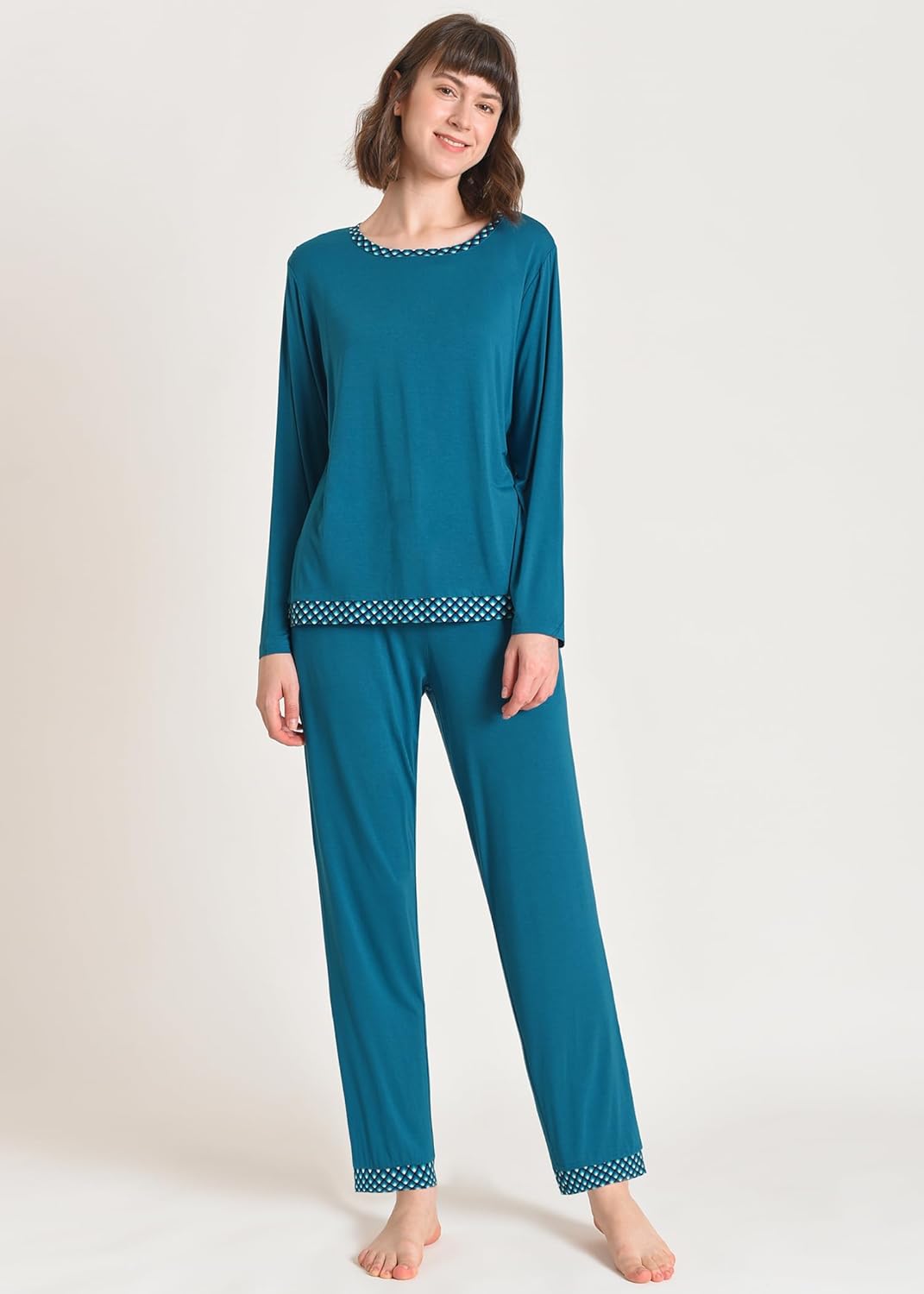 Latuza Women's Viscose Pajamas Set Long Sleeve Loungewear - Image 2