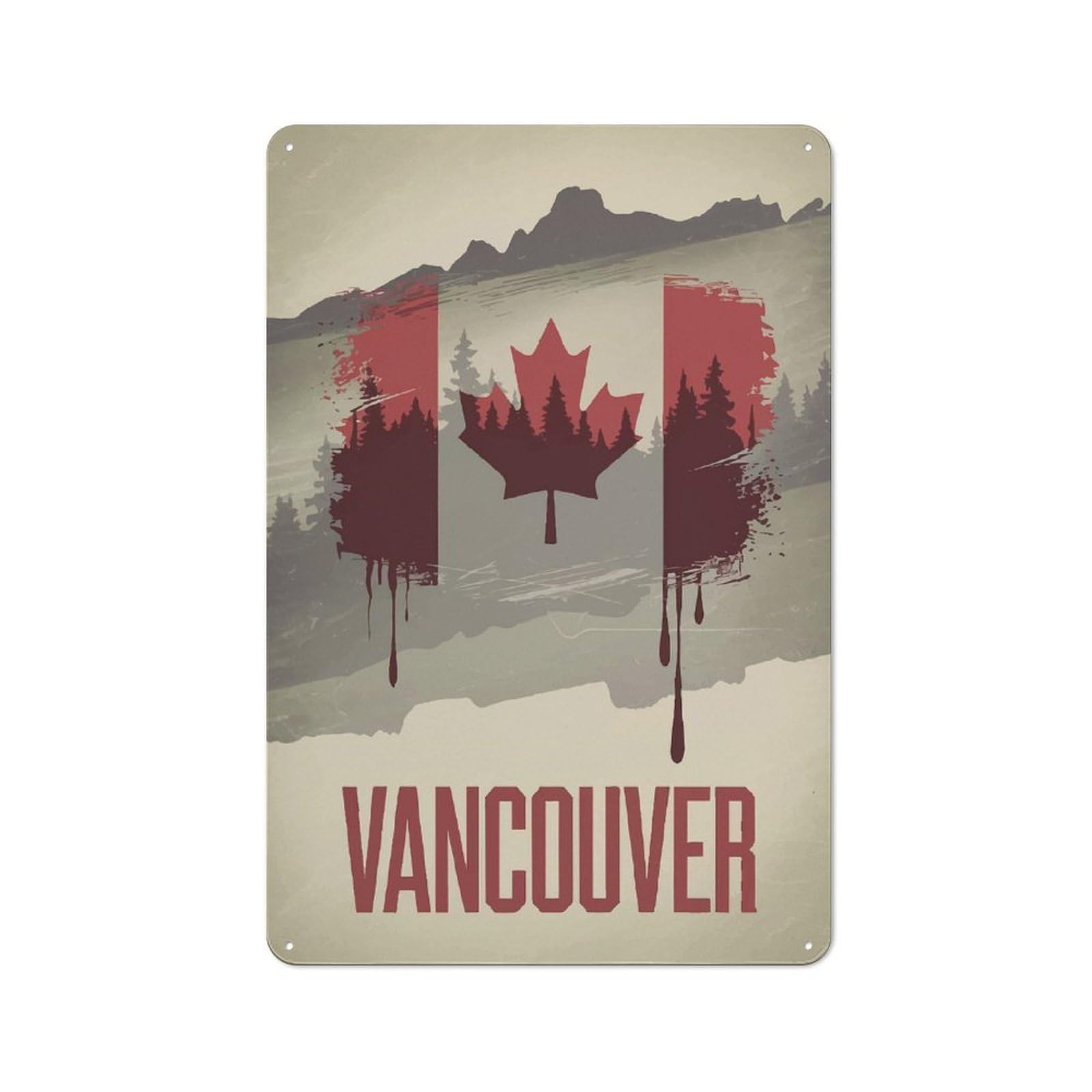 Junmoney Vancouver Canada Flag Printed Metal Sign 30X20cm For Hobby Room Or Studio, Gift Idea At Christmas For Creative Interior Collectors