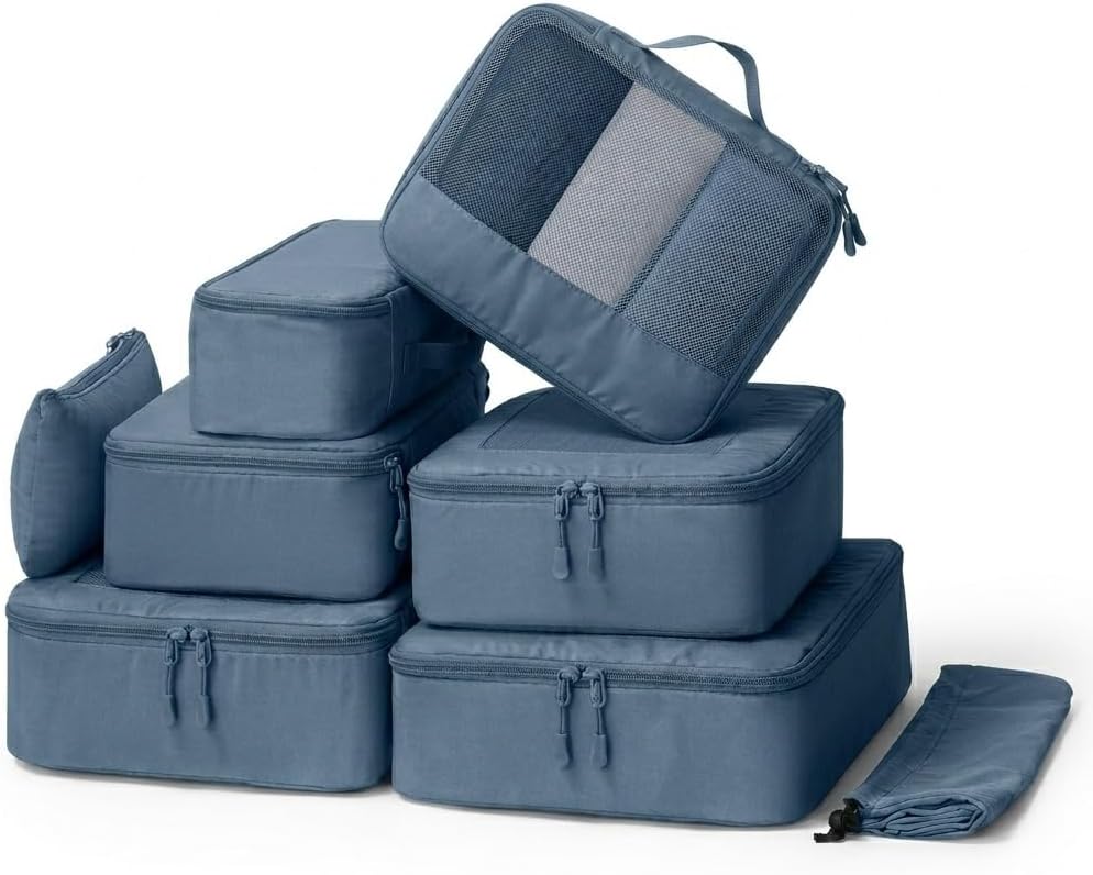 8 Piece Packing Cubes Travel Organizer Suitcase Space-Saving Travel Accessories for Suitcase Backpack