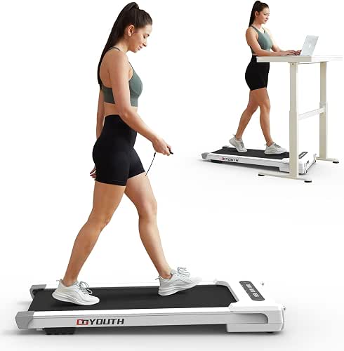 GOYOUTH 2 in 1 Under Desk Electric Treadmill Motorized Exercise
