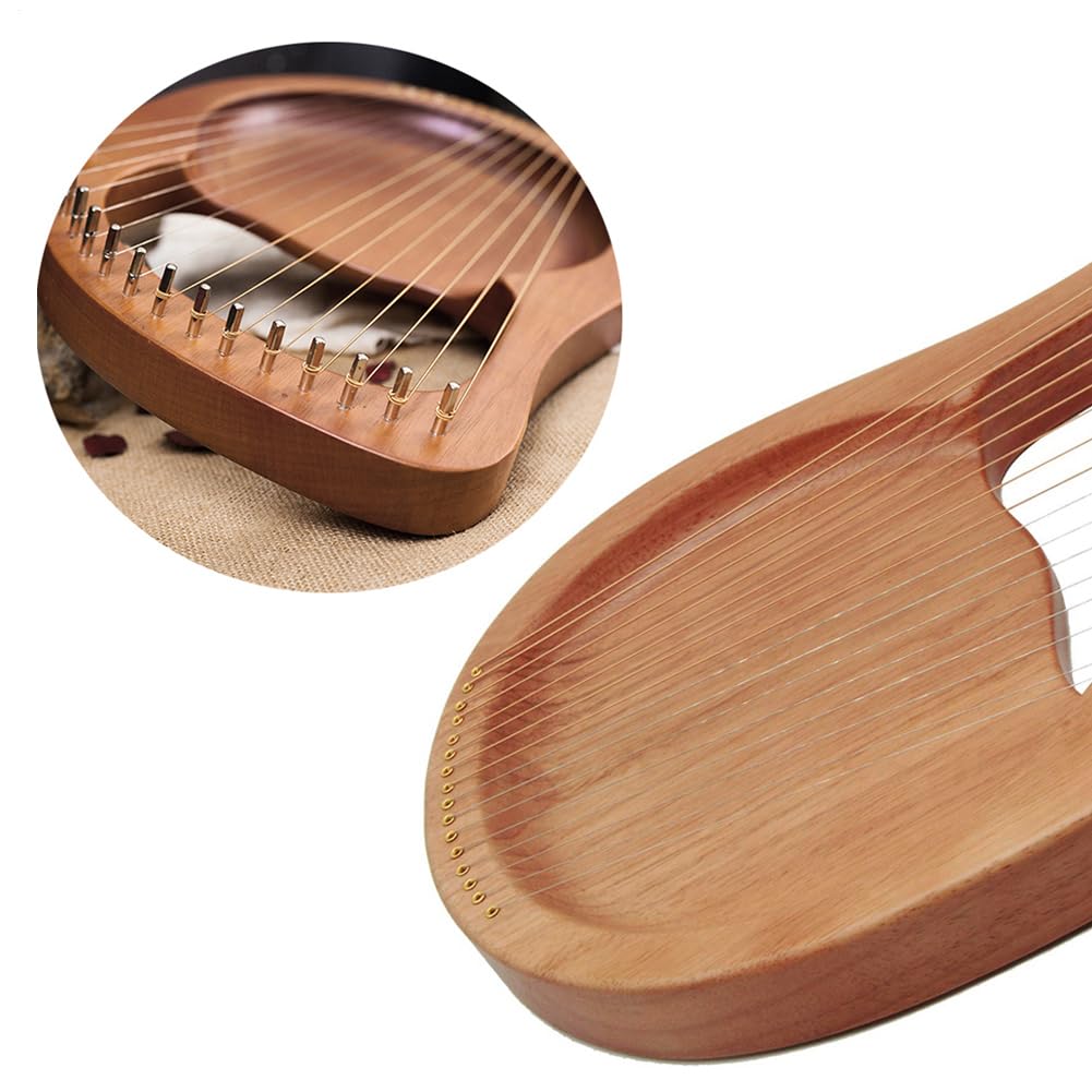 Strumento Lyre Harp Cordofono A 16 Corde Folk Mogano Lyra Harpette Musica | Furgone, Regolazione, Custodia Trasporto Risonatore, Pratico Per Studenti Principianti