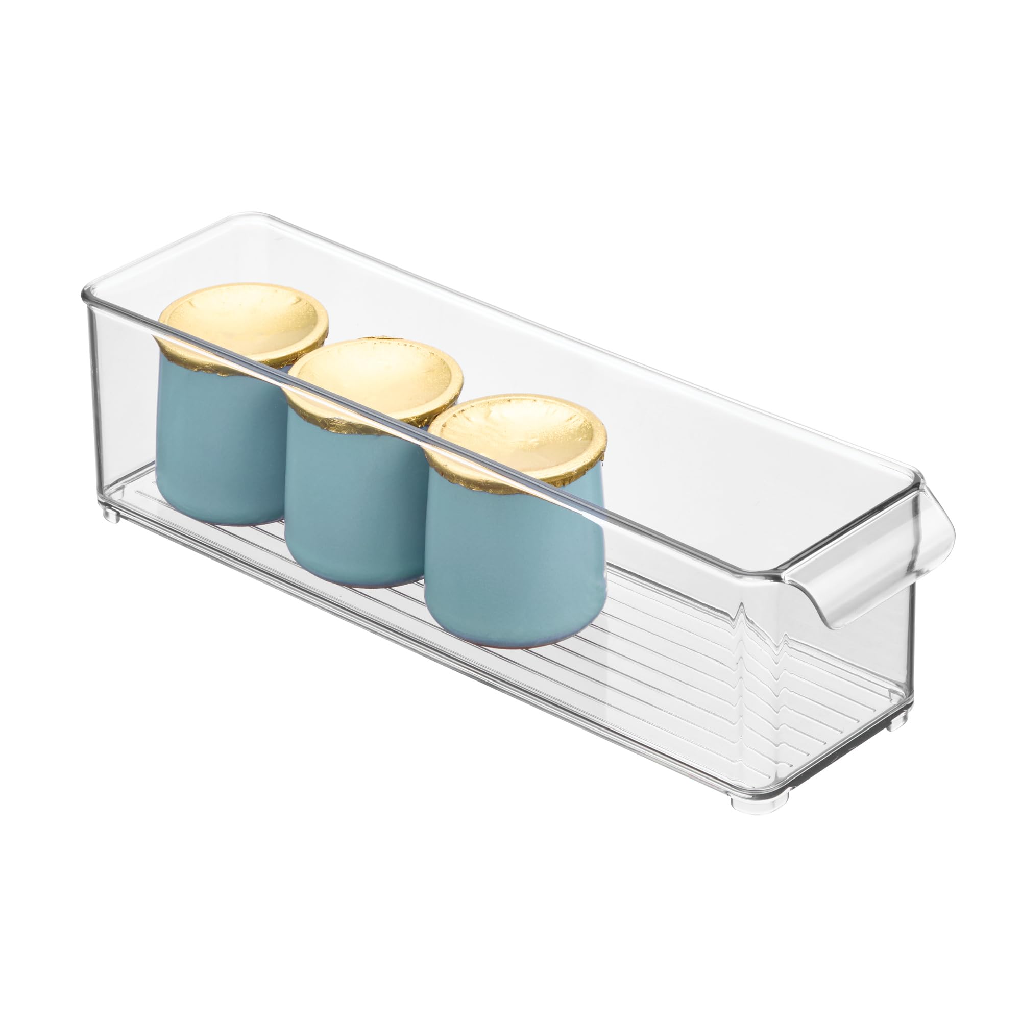 InterDesign iDesign Stackable Fridge Storage Bin with Handle - Ideal for Fridge and Freezer, Clear, Made in USA